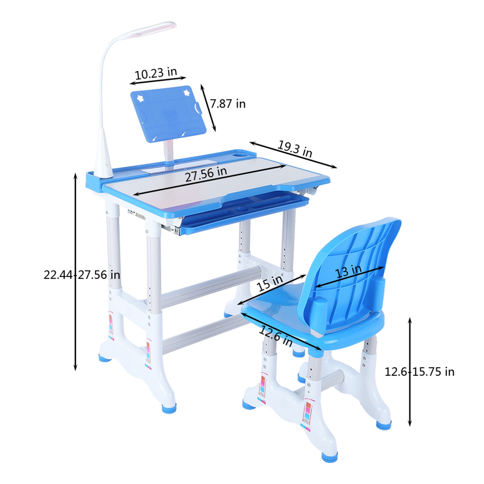 Height Adjustable Study Desk And Chair Set Pull Out Drawer With Tilted