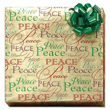- Christmas Peace Foil Rolled Gift Wrap - 38 sq. ft. metallic wrap