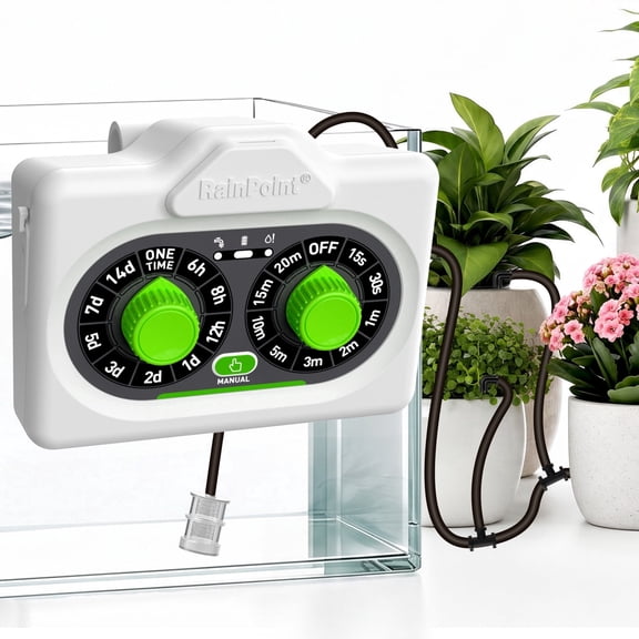 RainPoint Drip Irrigation Kit, Indoor Automatic Potted Plant Watering System; Programmable control, USB power supply, timed water control, perfect for courtyard planting and greenhouses