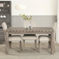 thumbnail image 4 of Morden Fort Rustic Farmhouse Dining Table, Rectangular Kitchen Table with Wood Legs, Nailhead Accents, Charming Dining Hub for Kitchen or Breakfast Nook, 4 of 6