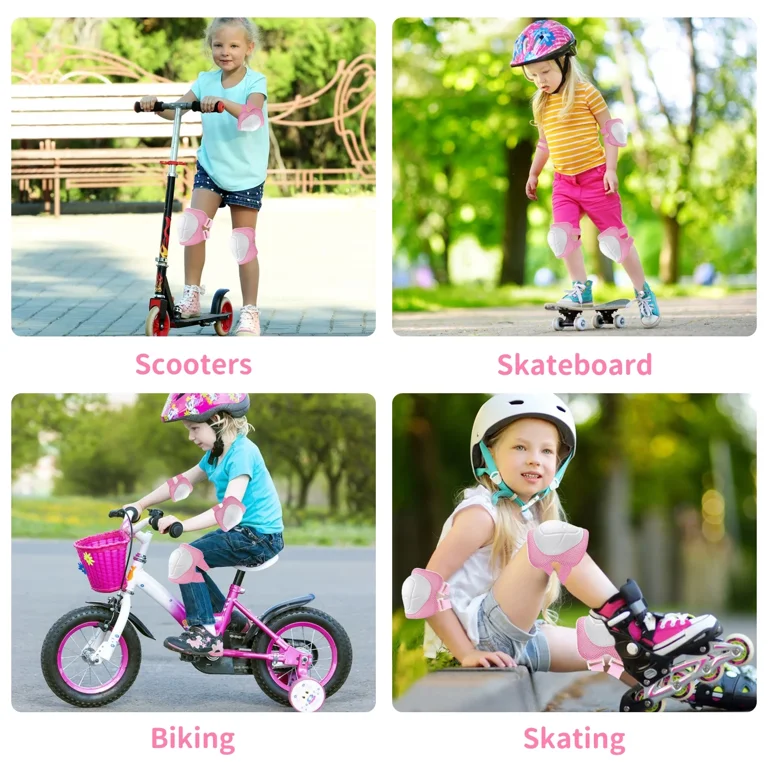 Rirool Kids Protective Pad Set, Pink & White photo 6