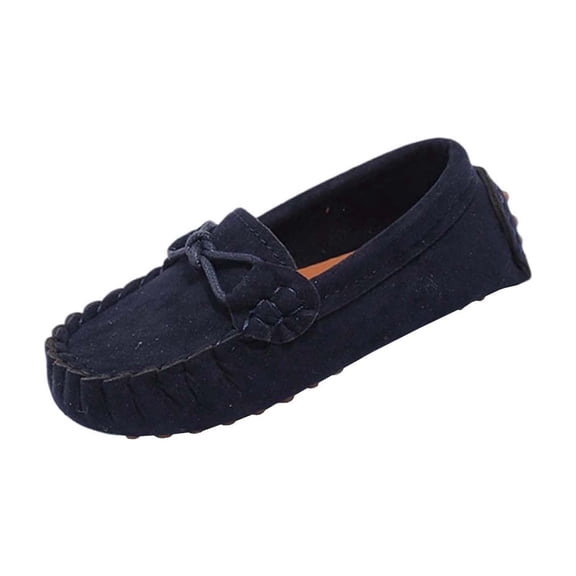 Owordtank Toddler Boys Girls Loafer Shoes Soft Suede Leather Slip On Moccasin Flat Boat Dress Shoes School Daily Walking Shoes