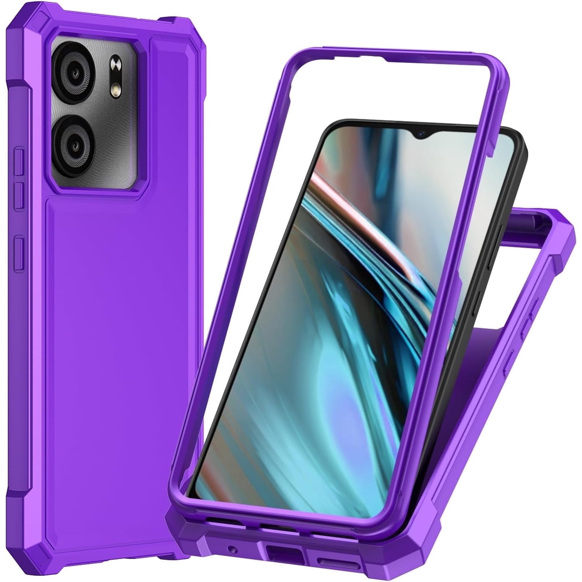 For Blu View Speed Ultra 5G B1660V Case with Screen Protector Phone Case Front Back Full Body Protective Soft TPU Military Grade Shockproof Cover - Purple