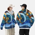 thumbnail image 4 of KLL Sweat à Capuche Extérieur Protection Solaire UPF 50+ pour Hommes et Femmes Imprimé Vague Océan Manches Longues Pêche Randonnée Performance-Petit, 4 of 7