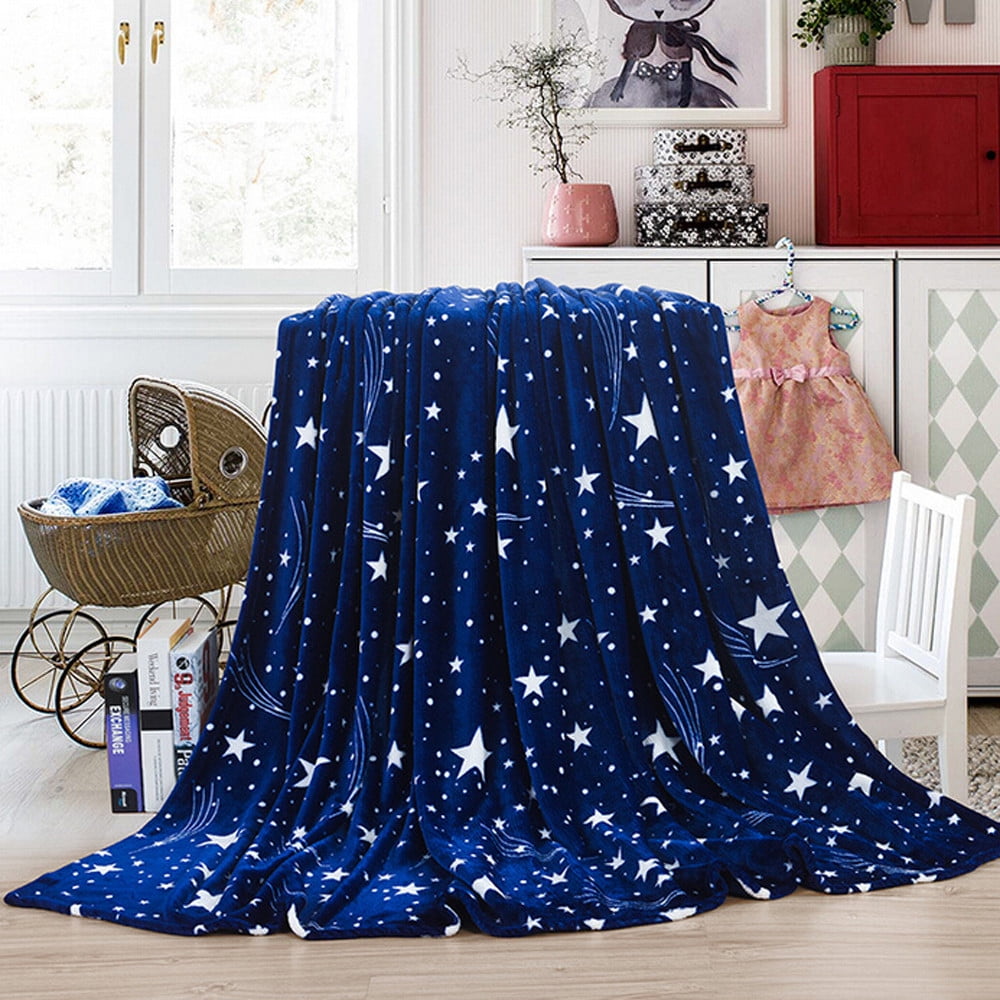 Clearance Blanket super Soft Warm Solid Warm Micro Plush Fleece Blanket Throw Rug Sofa Bedding Dark Blue M,ac1224