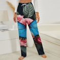 thumbnail image 3 of Blue Butterfly Floral Arrangement Winter Female Pants Flannel High Waist Women Pants Lady Warm Straight Leg Plush Trousers, 3 of 7