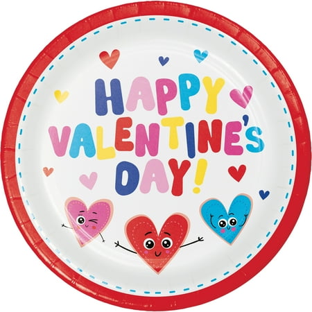 Way to Celebrate Happy Valentine's Day Hearts Paper Plates, 10 ct