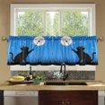 thumbnail image 4 of Yayeee Kitchen Curtains Tier Set of 2 Light Filtering 57"x24" Over Sink Window Panels, Black Cat Moon, 4 of 7