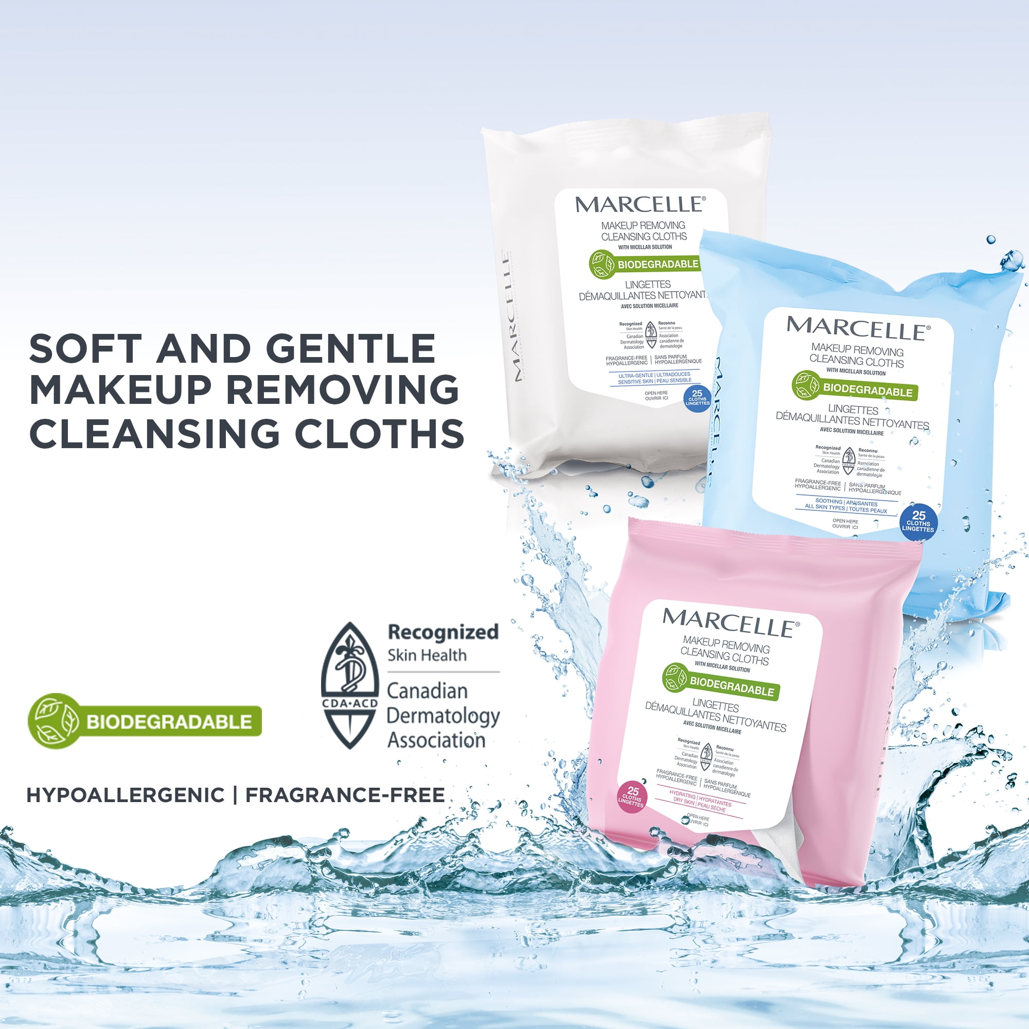 Marcelle Biodegradable and Recyclable Cleansing Cloths, 25 cloths, 40 ct