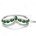 thumbnail image 3 of Rings for Women Silver 316L Stainless Steel DA347 - Glass in Emerald, 3 of 6