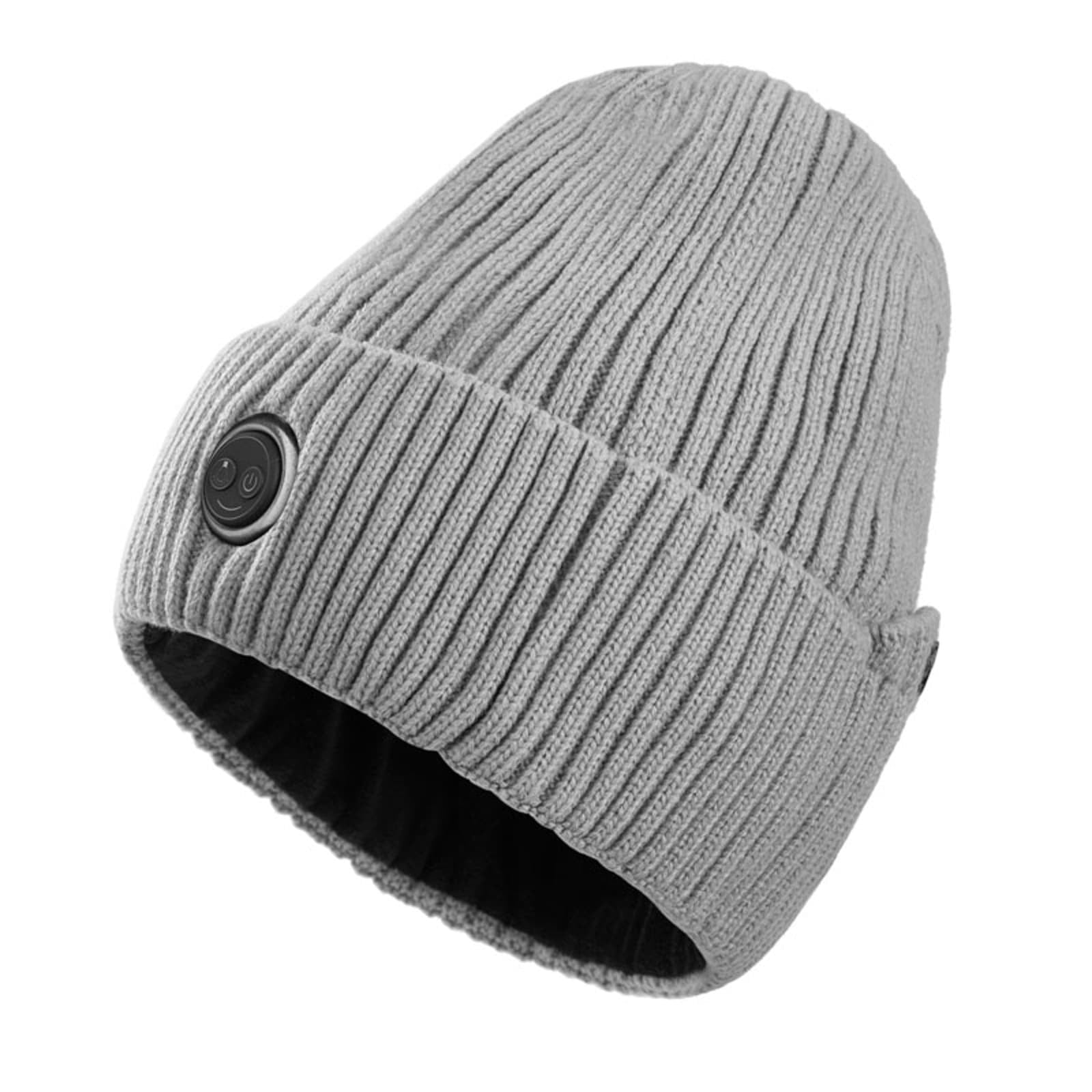 Heated Hat for Men Women, Rechargeable Winter Heated Beanie with 3 Heat Tempo, Electric Battery Warm Heated Cap for Skiing Hiking Cycling and Working, Gray