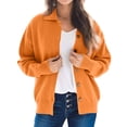 thumbnail image 6 of Women's Fashion Casual Solid-Colour Long-Sleeved Button-Front Knitted Collared Cardigan for Outerwear and Casual Everyday Use,Saffron,S, 6 of 7