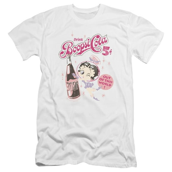 Betty Boop Boopsi Cola Premium Canvas T-Shirt Adult Slim Fit 30/1 White