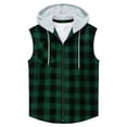thumbnail image 4 of Purcolt Men's Plaid Hooded Tank Tops Lightweight Sleeveless Button Down Hoodie Shirts Athletic Casual Bodybuilding Workout Shirts for Gym, 4 of 6