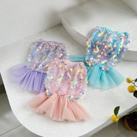 sususu Toddler Baby Girls Tail Tutu Sequins Dress Birthday Tulle Skirt Casual Beach Sundress Party Clothes Pink 6-7 Years