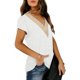 thumbnail image 4 of Blusa con ribete de encaje, cuello en V, manga de pétalo, blusa de encaje guipur, cuello en V, manga de pétalo, durabilidad probada en el tiempo, 4 of 5