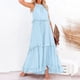 thumbnail image 4 of 2025 Vestido largo sin mangas para mujer, vestido de playa informal con volantes fluidos, vestido de poliéster de cintura alta, tallas S-XXL, 4 of 8