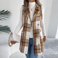 thumbnail image 2 of AUNVITO Women's Casual Plaid Double Breasted Sleeveless Vest Jacket Lightweight Quilted Faux Wool Waistcoat Autumn Winter Home Daily Wear, 2 of 2