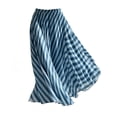 thumbnail image 6 of Boho Skirts for Women Summer Midi Length Loose Fit Plaid Long Flowy Elastic Waist A-Line Skirt Beach Vacation Blue XXL(XXL), 6 of 6