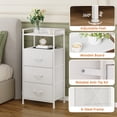 thumbnail image 6 of Eunos Small White Nightstand, 3 Vertical Fabric Drawer Dresser for Bedroom, Living Room, Hallway, 6 of 8