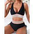 thumbnail image 3 of Women's High Waisted Bikini Sets Two Piece Tummy Control Swimsuit Color Block Bathing Suits, 3 of 9
