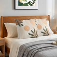 thumbnail image 6 of Bohemian Pillow Covers 16x16 Set of 2, Abstract Boho Circle Striped Leaves Beige Throw Pillow Covers Decorative Couch Cushion Cover, Microfiber Soft Square Pillowcases for Bedroom Living Room Sofa, 6 of 9