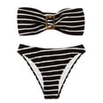 thumbnail image 1 of Swimsuits for Women Ribbed Bikini Colorblock Cutout Backless Bikini Set Black Women's Swimwear M, 1 of 7