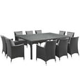 thumbnail image 2 of Modway Sojourn 11 Piece Outdoor Patio Sunbrella® Dining Set in Canvas Gray, 2 of 6