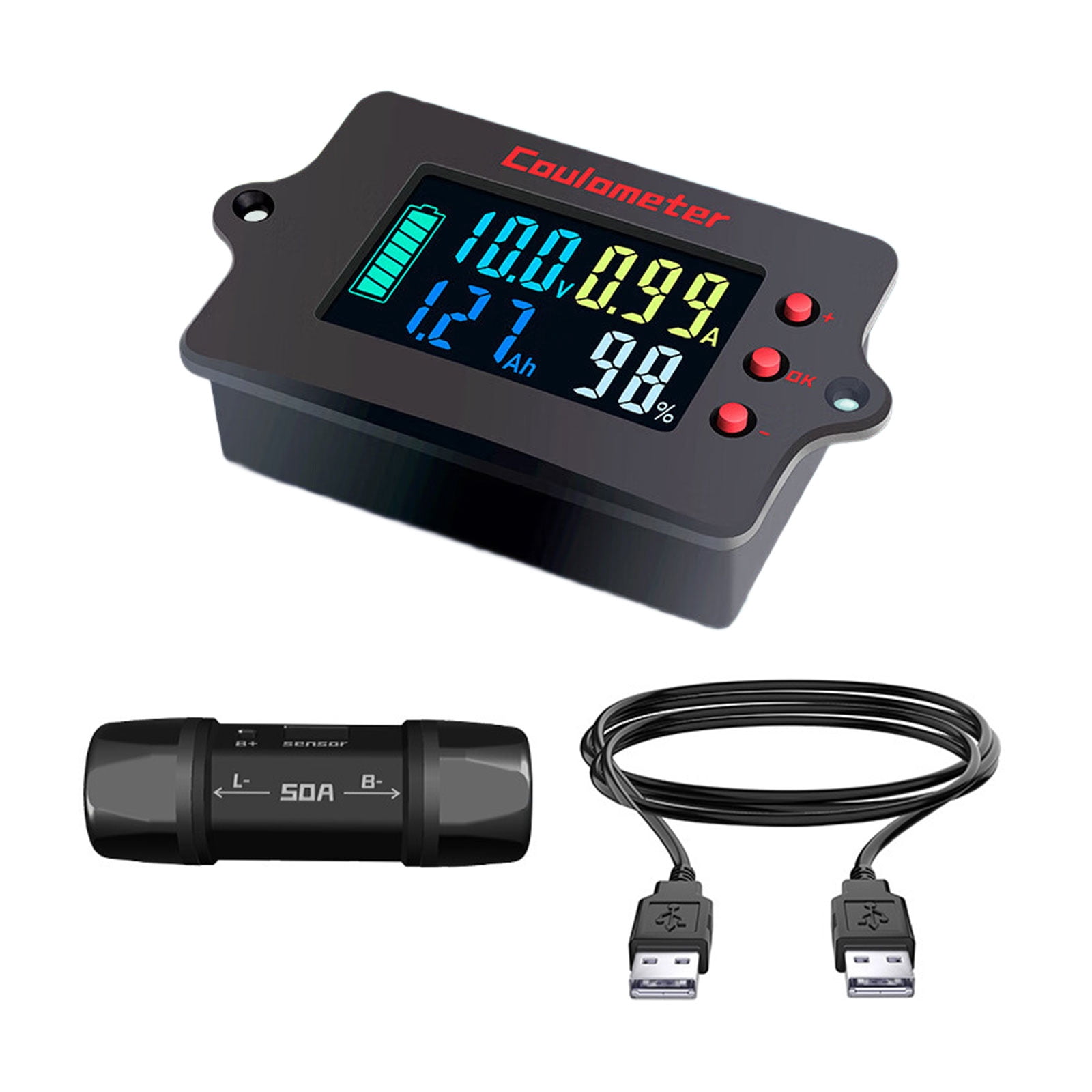 Coulomb Counter Meter Battery Monitors Battery Capacity Tester Indicators Coulometer Digital Voltmeter Ammeter