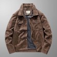 thumbnail image 2 of IROINNID Men's Bomber Jacket Long Sleeve Solid Color Casual Lapel Lamb Fleece Jacket Corduroy Plus Fleece Thickened Outwear Jackets, 2 of 9