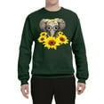 thumbnail image 2 of Elephant Sunflower Cute Love Animal Lover Unisex Crewneck Graphic Sweatshirt, Forest Green, 2XL, 2 of 3