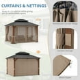 thumbnail image 5 of Dycanpo Hardtop Gazebo with Nettings Curtains, Galvanized Steel Double Roof Pergola,10'x12',Brown, 5 of 6