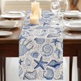 thumbnail image 3 of Table Runners 48 Inches Long Dress Scarves, Navy Blue Coastal Farmhouse Kitchen Table Runner, Short Coffee Tablerunners, Nautical Ocean Shell Starfish Sea Rustic 13x48 Inch, 3 of 9