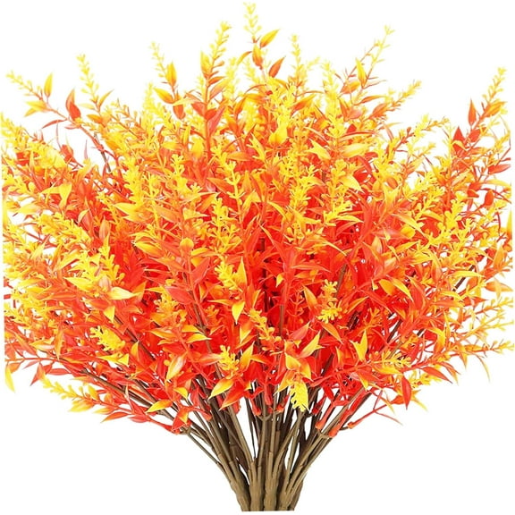 6 Bundles Artificial Fall Flowers, Outdoor Flowers Shrubs for Autumn Floral Arrangement Hanging Baskets Home Garden Decor (Fall Lavender)