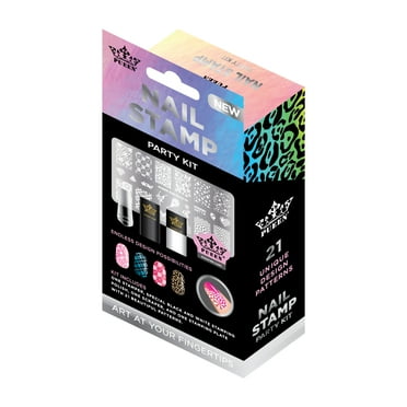 Pueen Nail Art Stamp Party Kit, Metal Stamping Plate, 12 Patterns, Multi Color