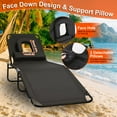 thumbnail image 5 of Folding Beach Lounge Chair with Removable Pillows, Tanning Chaise Sunbathing Recliner 265LBS Max Load for Beach Pool Lawn Yard Patio Office Camping, 5 of 8