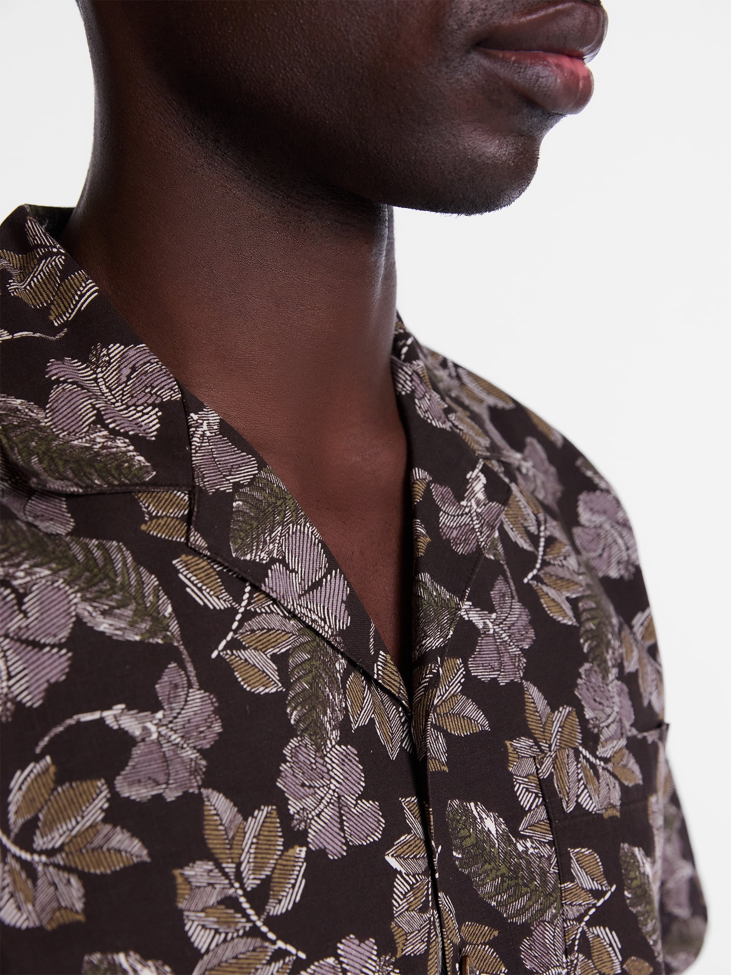 George Men's Linen Blend Camp Shirt with Short Sleeves, Sizes S-3XL