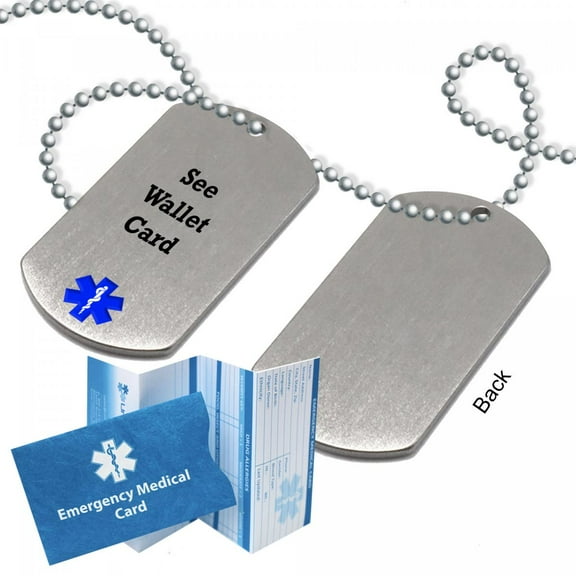 See Wallet Card Stainless Steel Medical Alert ID Dog Tag Pendant