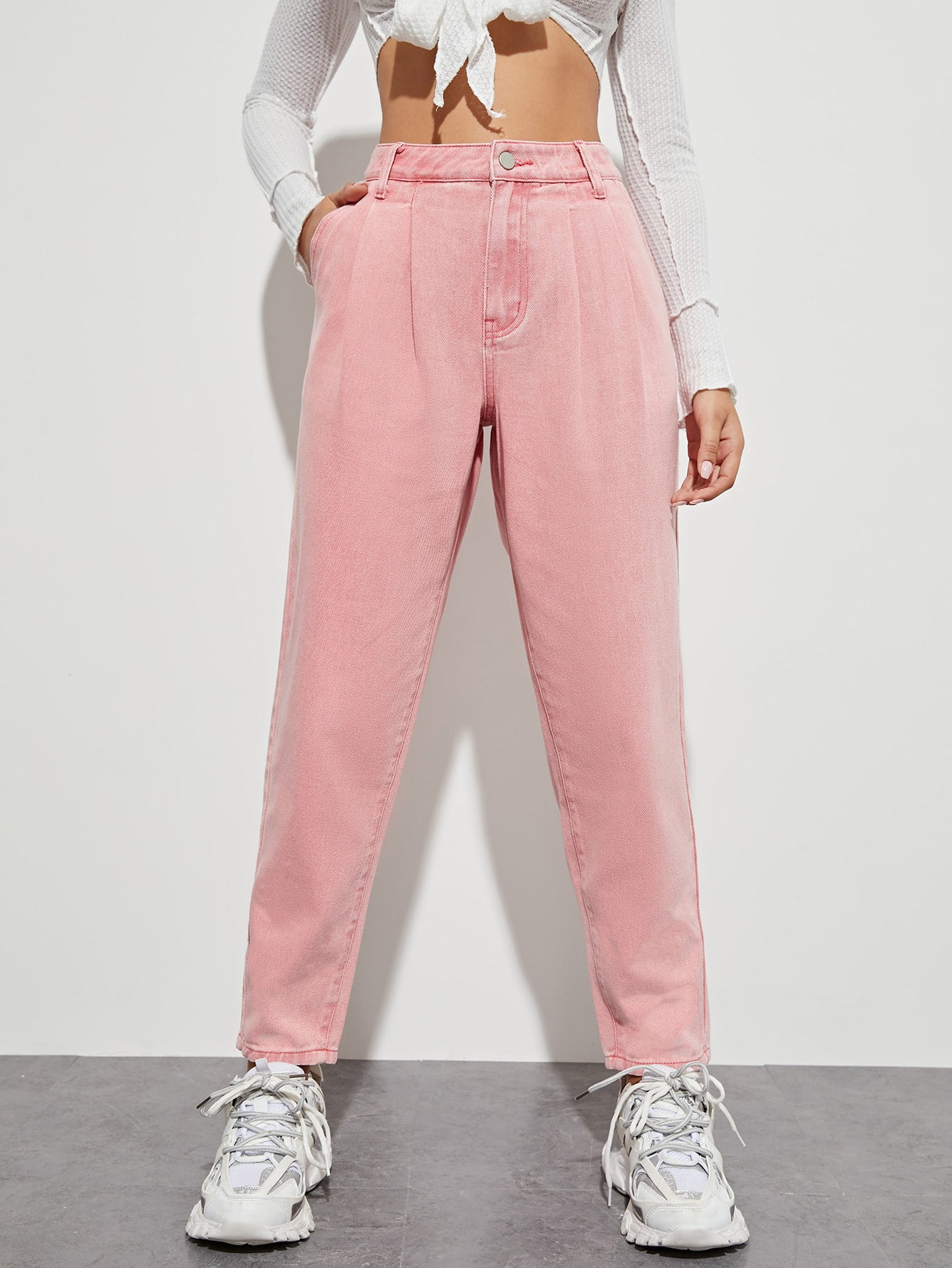 Fold Pleated Mom Jeans 84011A122112 