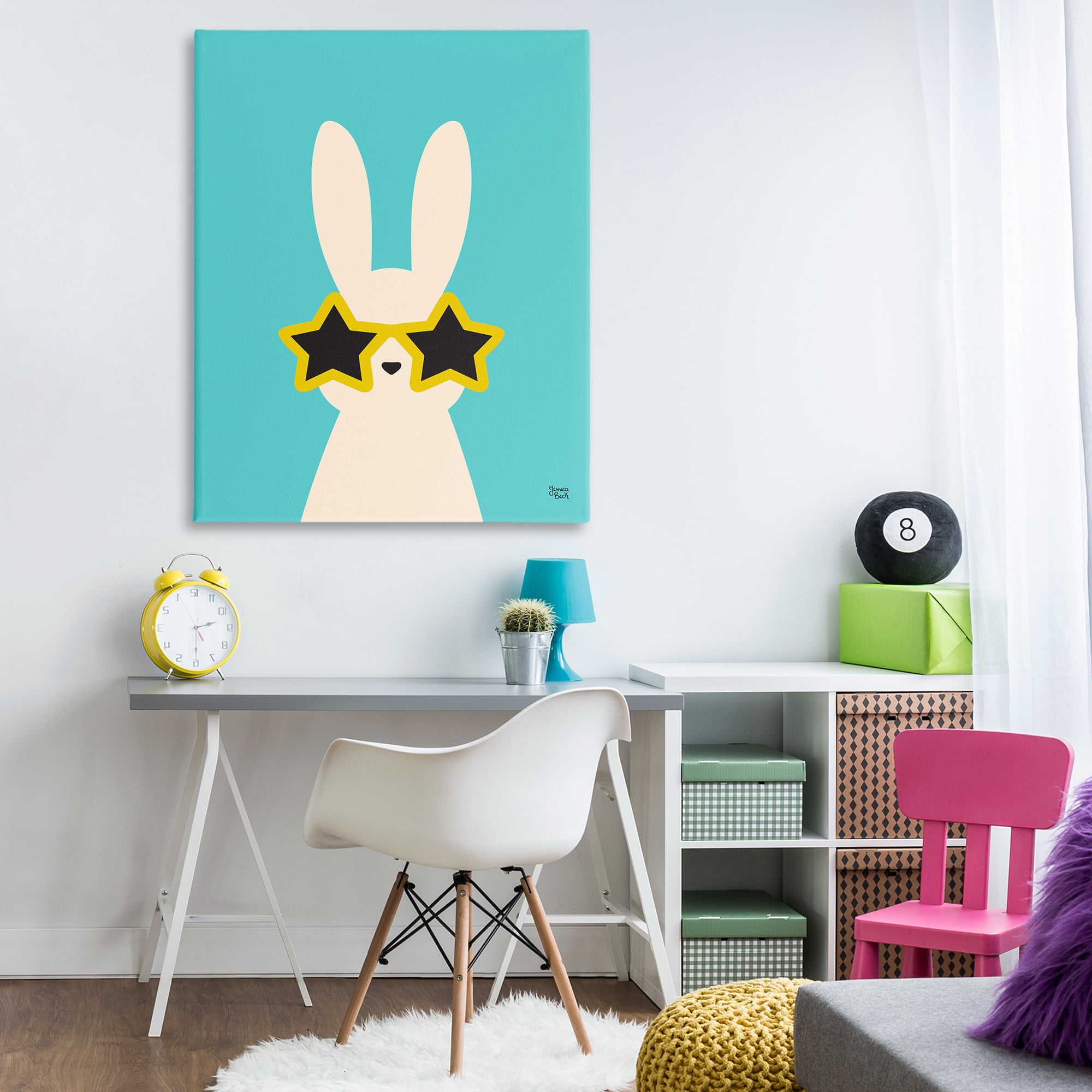Stupell Industries Rabbit & Star Sunglasses Animals Painting Wrapped Canvas Art Print Wall Art, 36 x 48