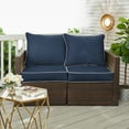 thumbnail image 3 of Sunbrella Sorra Home  Outdoor Loveseat Pillow and Cushion Set 23 in W x 25 in D x 5 in H - Canvas Natural Indigo, 3 of 5