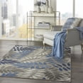 thumbnail image 6 of 4â€™ x 6â€™ Gray and Blue Leaves Indoor Outdoor Area Rug, 6 of 10