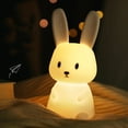 thumbnail image 4 of Lunfar Baby Bunny Night Light with 7 Light Changes Tap Control USB Charging Timer Function Bedside Lamp for Kids Bedroom Gift Toy Silicone Night Light for Children, 4 of 5