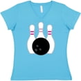 thumbnail image 3 of Inktastic Bowling Pins (pink) Women's V-Neck T-Shirt, 3 of 5