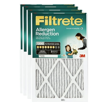 Filtrete 15x20x1, Allergen Reduction HVAC Furnace Air Filter, 1200 MPR, Pack of 4