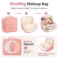 thumbnail image 4 of Gocvo Travel Makeup Bag, Large Waterproof Cosmetic Toiletry Bag for Women, Multi-Zone Standing Organizer for Travel,Rose Pink, 4 of 9