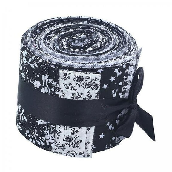 Tachiuwa 2x20 Pieces 2.4 inch Jelly Roll Floral Cotton Craft Roll up Sewing DIY Black