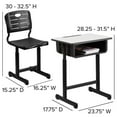 thumbnail image 5 of Bowery Hill Wood/Plastic Adjustable Height Classroom Desk in Black/Natural, 5 of 5