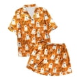 thumbnail image 5 of Halloween Womens Outfits Set Ghost Floral Print Lapel Button Down Short Sleeve Shirt And Shorts 2 Piece Sets Loungewear, 5 of 5