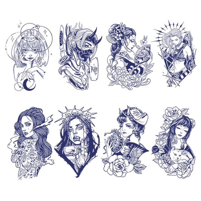 León Tatuajes Sticke Impermeable Semipermanente 8PCS para Pierna Espalda Muslo Brazo